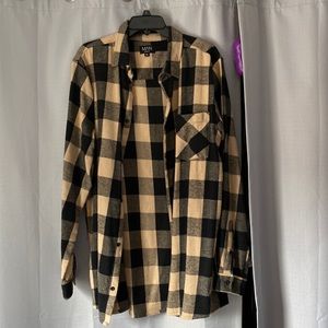 Longline Camel Flannel Shirt